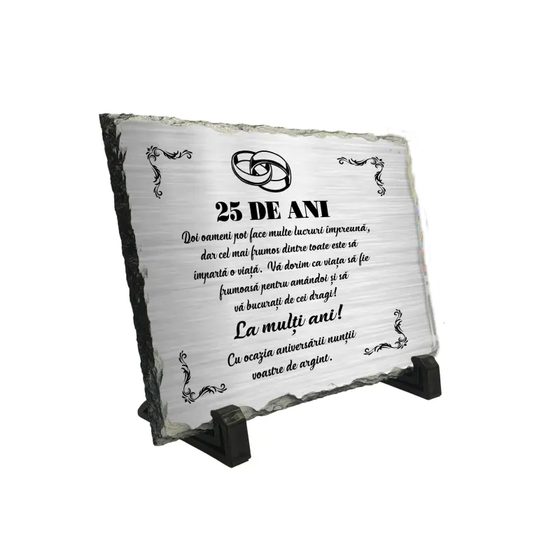 Aniversare 25 ani doi oameni pot face multe, piatra ardezie personalizata, cu mesaj model pa003
